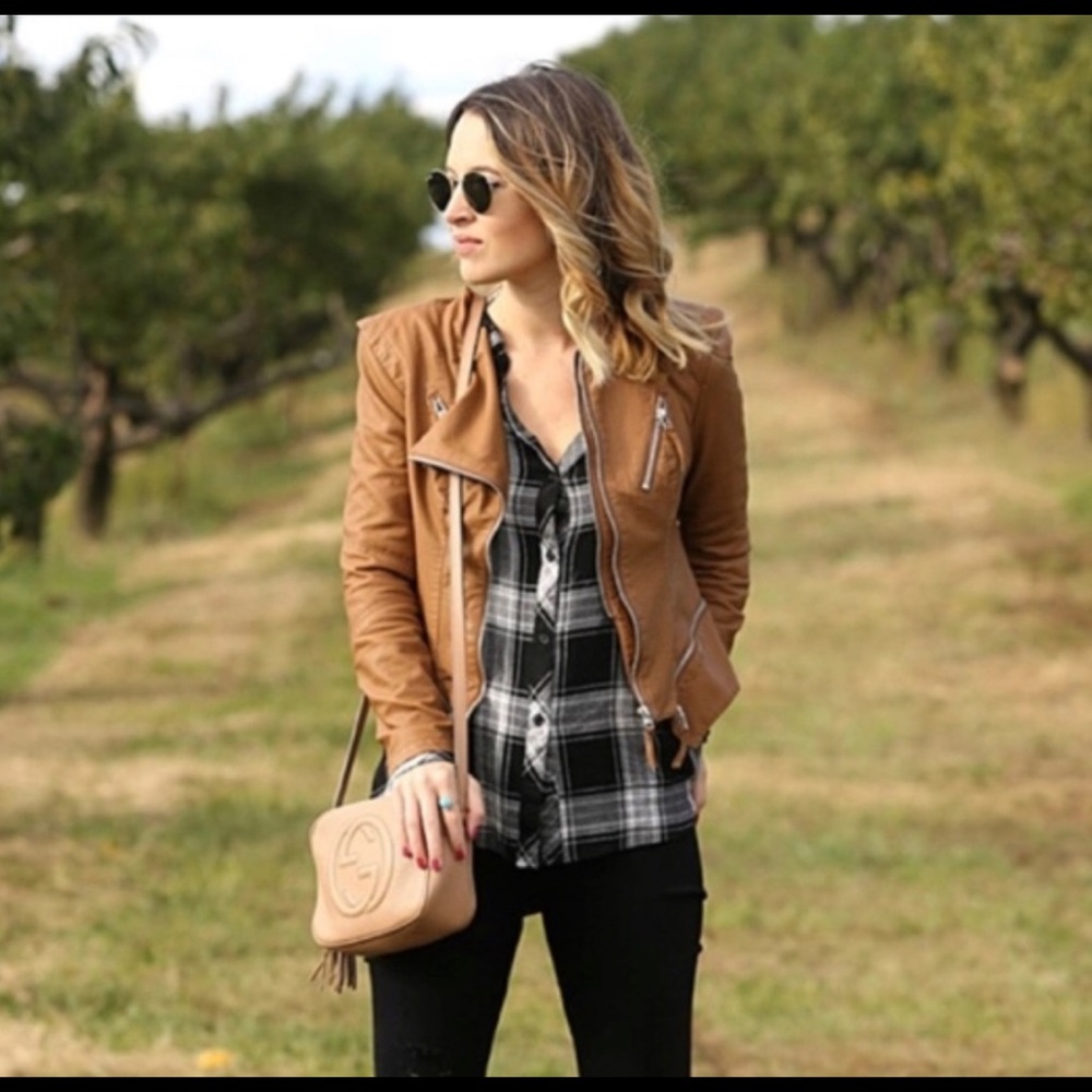 Tan faux leather jacket